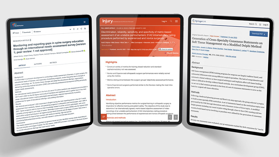 New educational research publications available from clinical specialties and AO Education Institute